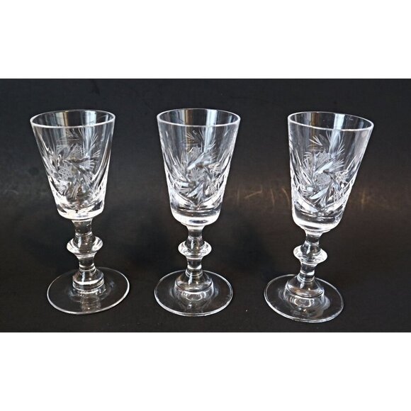 6 Vintage Pinwheel Crystal Liqueur Stemmed Glasses Liquor Cordial Barware - Picture 3 of 5